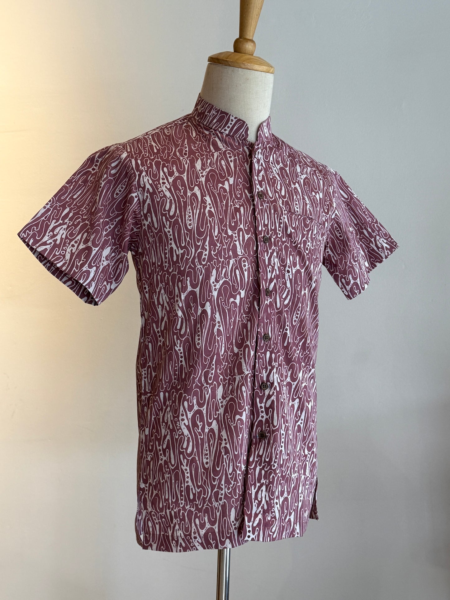 Men's Shirt Short Sleeve Mandarin Collar - 09