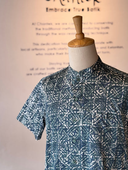 Men's Shirt Short Sleeve Mandarin Collar - Exclusive Satin 07