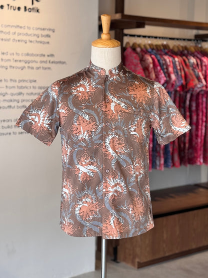 Men's Shirt Short Sleeve Mandarin Collar - Exclusive Satin 02