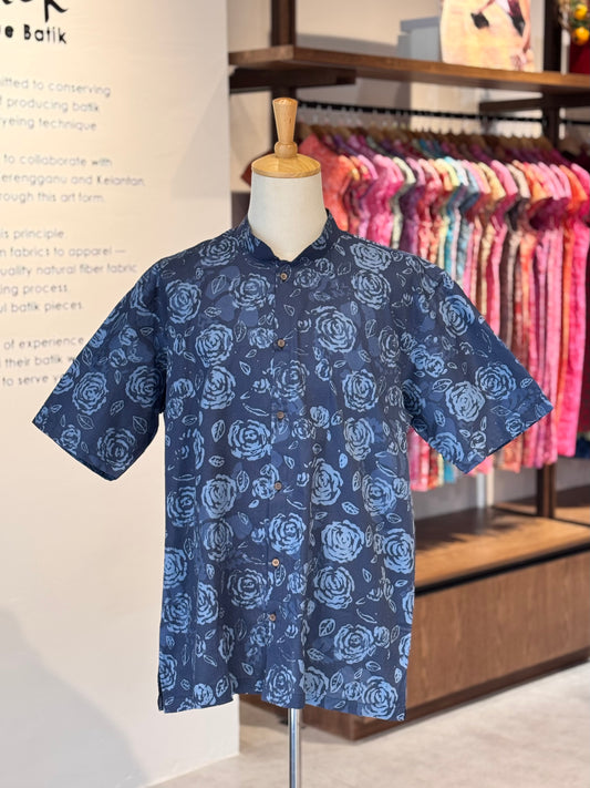 Men's Shirt Short Sleeve Mandarin collar ‘X’ - 40