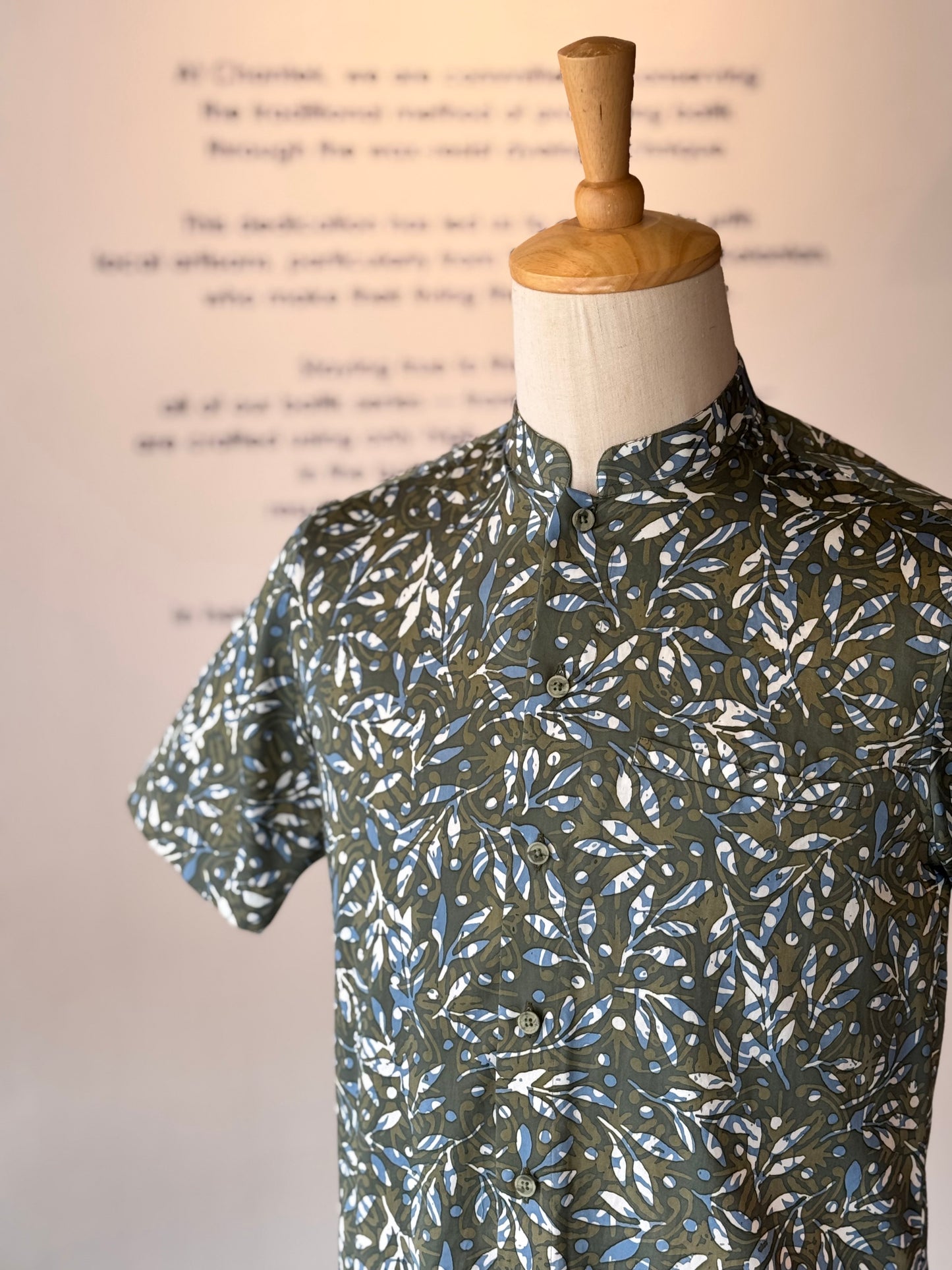 Men's Shirt Short Sleeve Mandarin Collar - Exclusive Satin 03