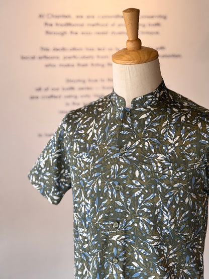 Men's Shirt Short Sleeve Mandarin Collar - Exclusive Satin 03