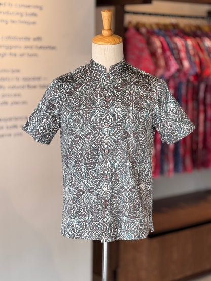 Men's Shirt Short Sleeve Mandarin Collar - Exclusive Satin 01