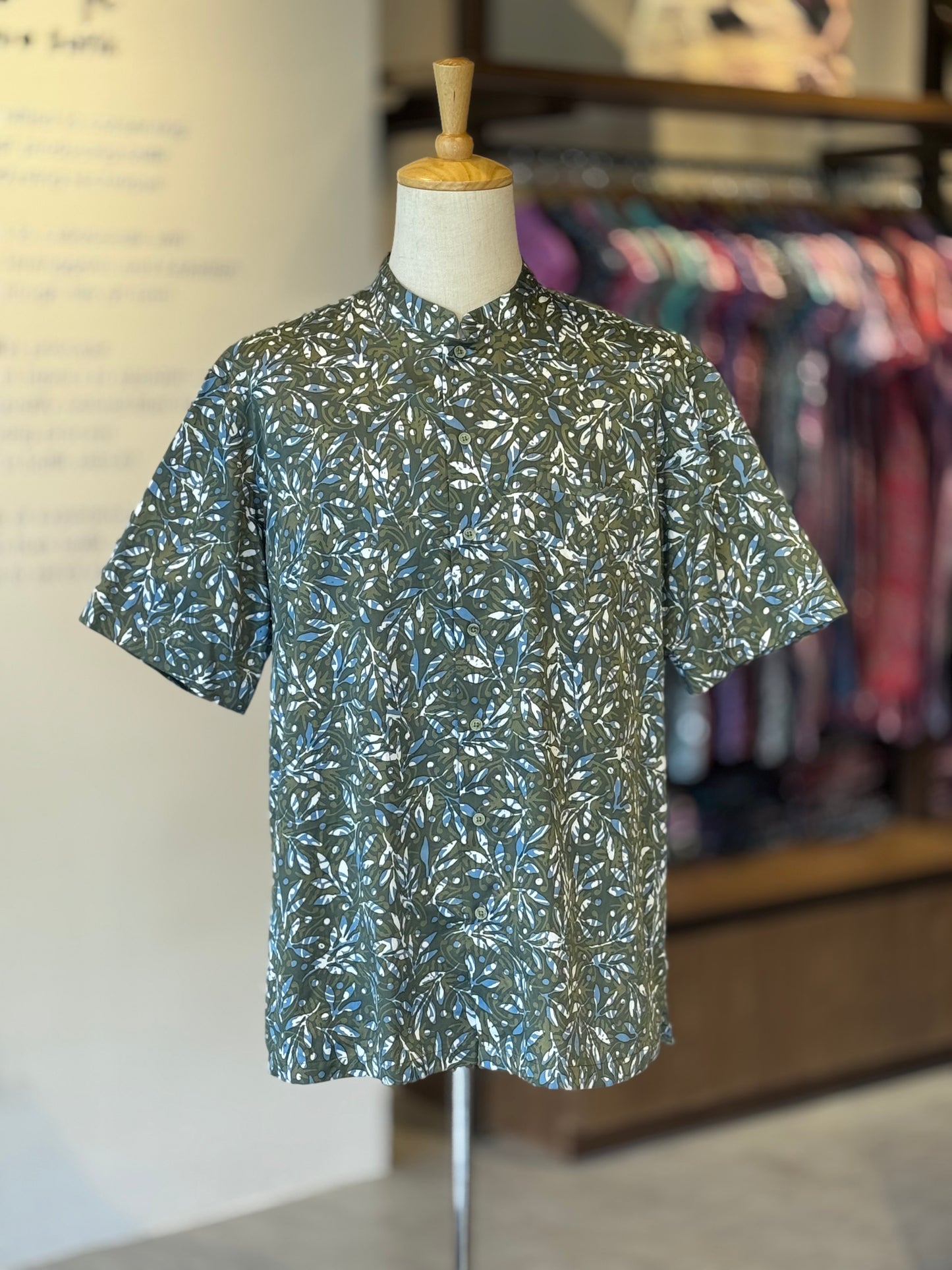 Men's Shirt Short Sleeve Mandarin Collar - Exclusive Satin ‘X’ 25