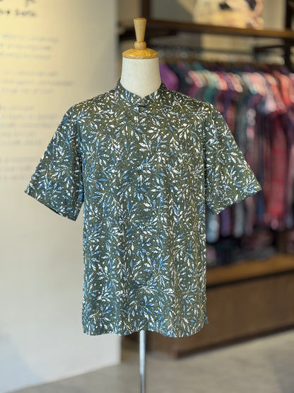 Men's Shirt Short Sleeve Mandarin Collar - Exclusive Satin ‘X’ 25