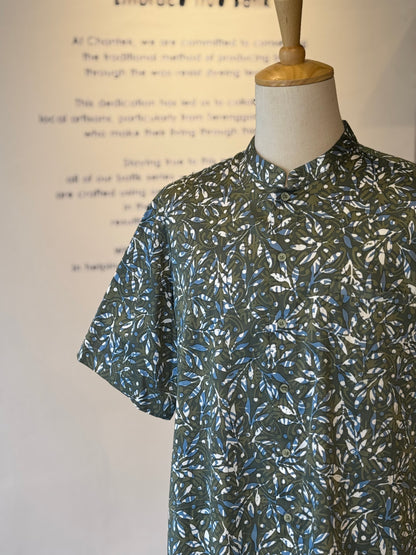 Men's Shirt Short Sleeve Mandarin Collar - Exclusive Satin ‘X’ 25
