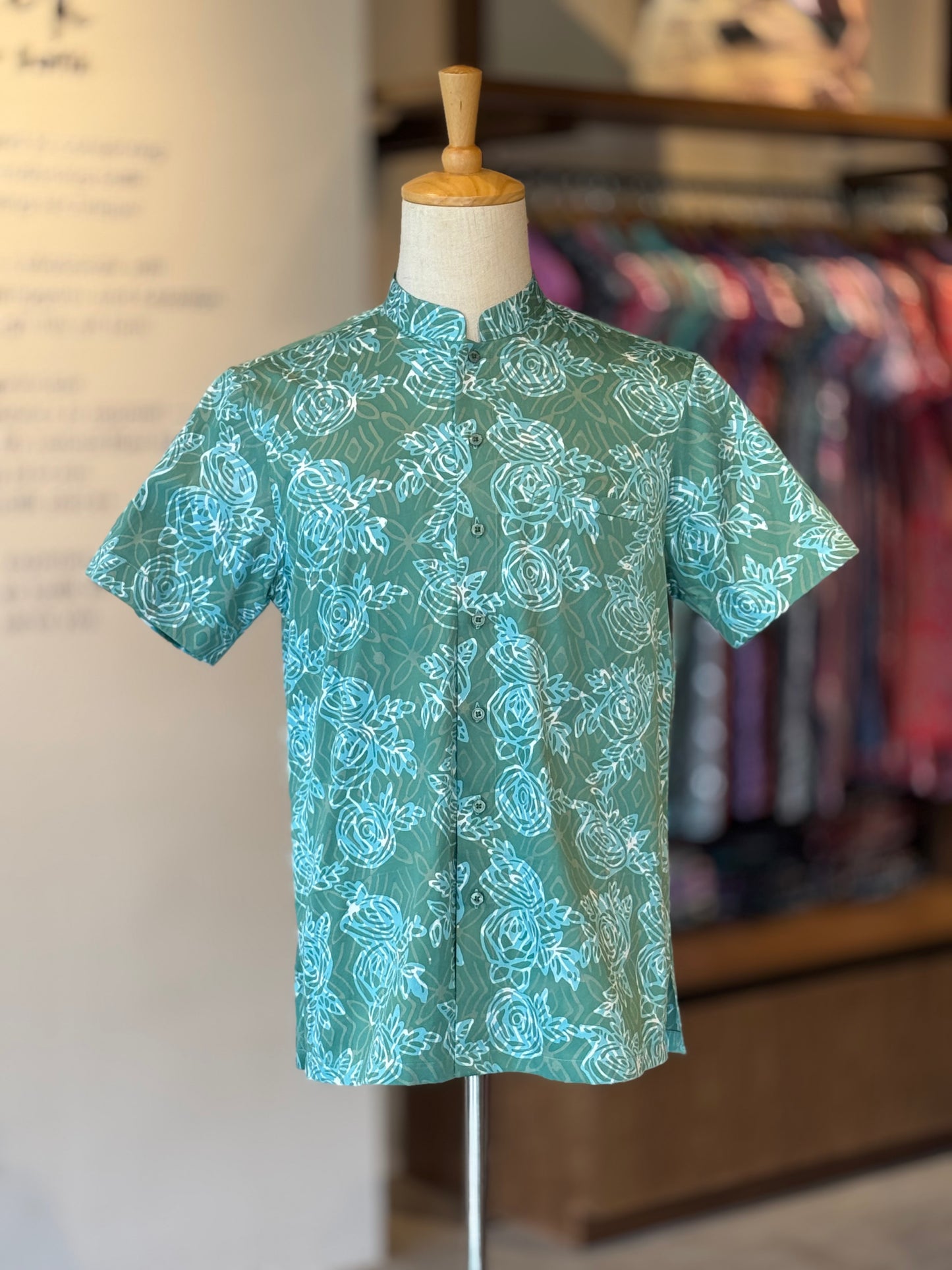 Men's Shirt Short Sleeve Mandarin Collar - Exclusive Satin 18