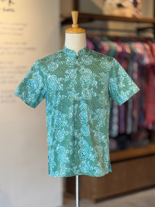 Men's Shirt Short Sleeve Mandarin Collar - Exclusive Satin 18