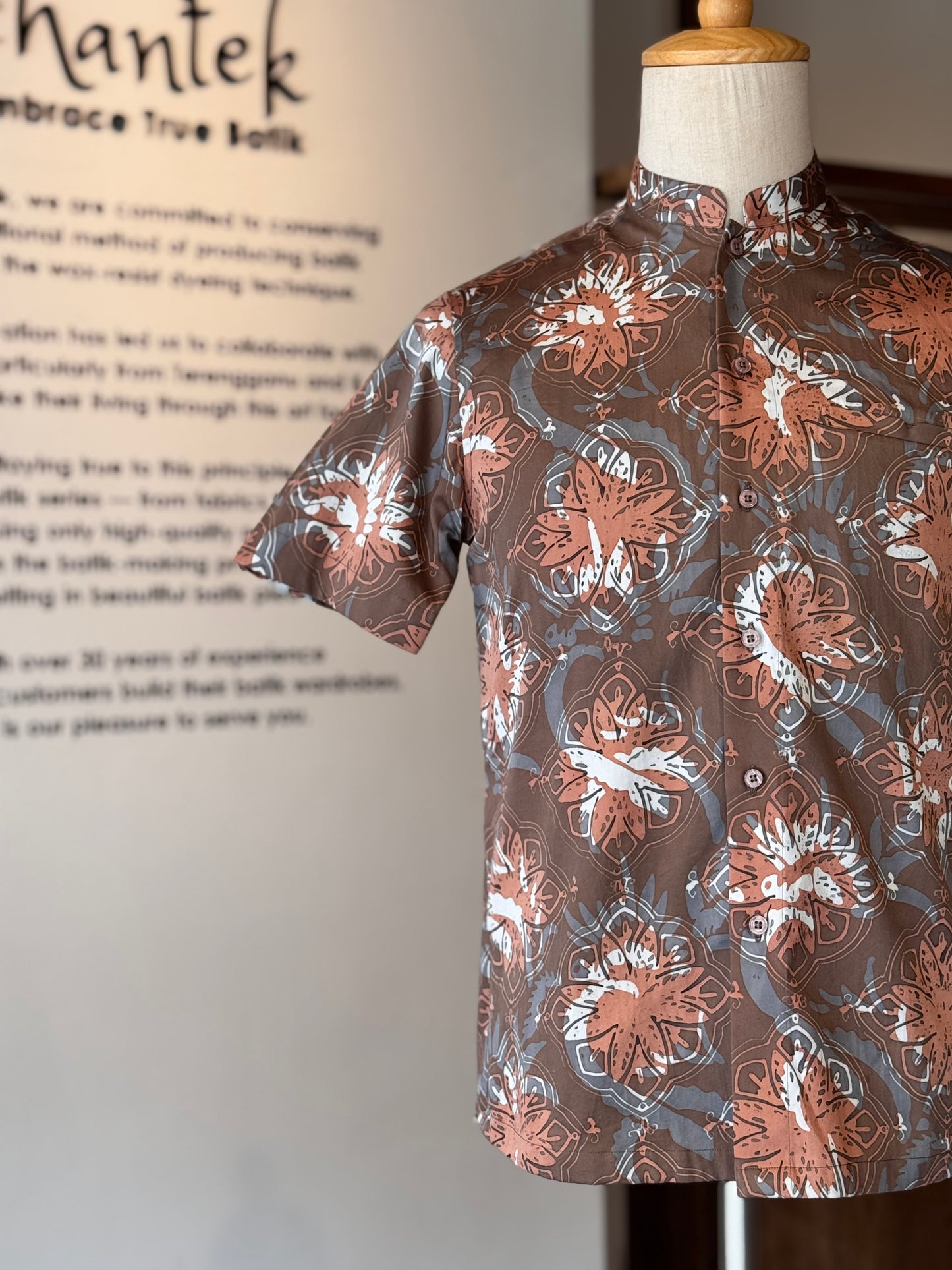 Men's Shirt Short Sleeve Mandarin Collar - Exclusive Satin 02