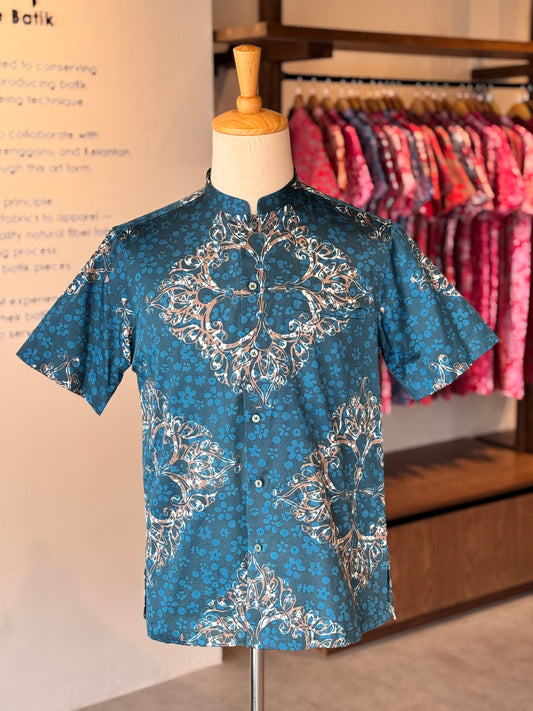 Men's Shirt Short Sleeve Mandarin Collar - Exclusive Satin 04