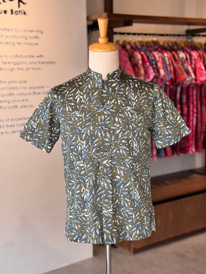 Men's Shirt Short Sleeve Mandarin Collar - Exclusive Satin 03