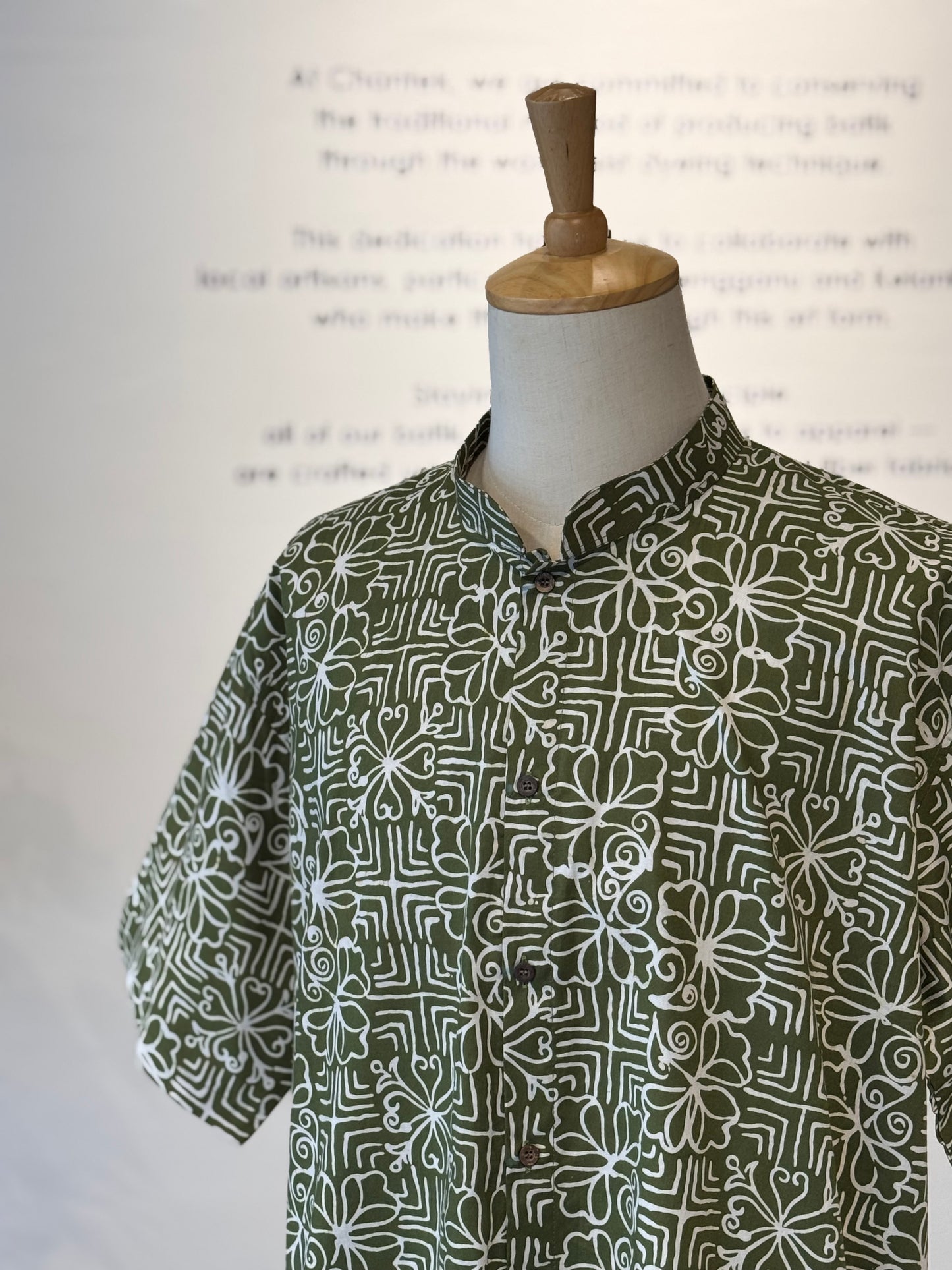 Men's Shirt Short Sleeve Mandarin collar ‘X’ - 38