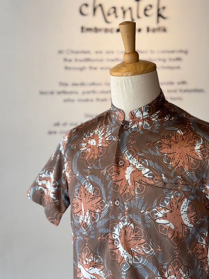 Men's Shirt Short Sleeve Mandarin Collar - Exclusive Satin 02