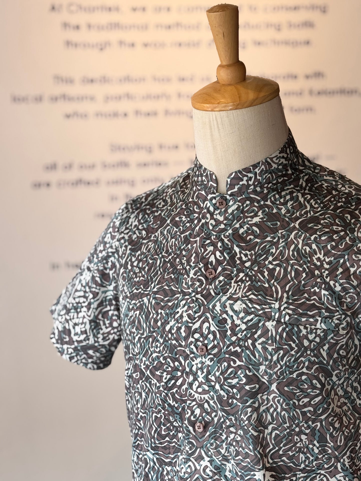 Men's Shirt Short Sleeve Mandarin Collar - Exclusive Satin 01