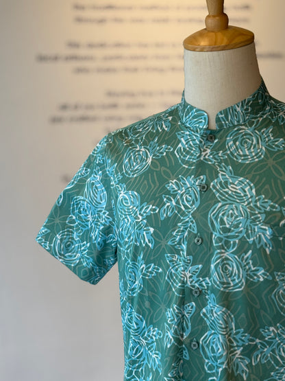 Men's Shirt Short Sleeve Mandarin Collar - Exclusive Satin 18