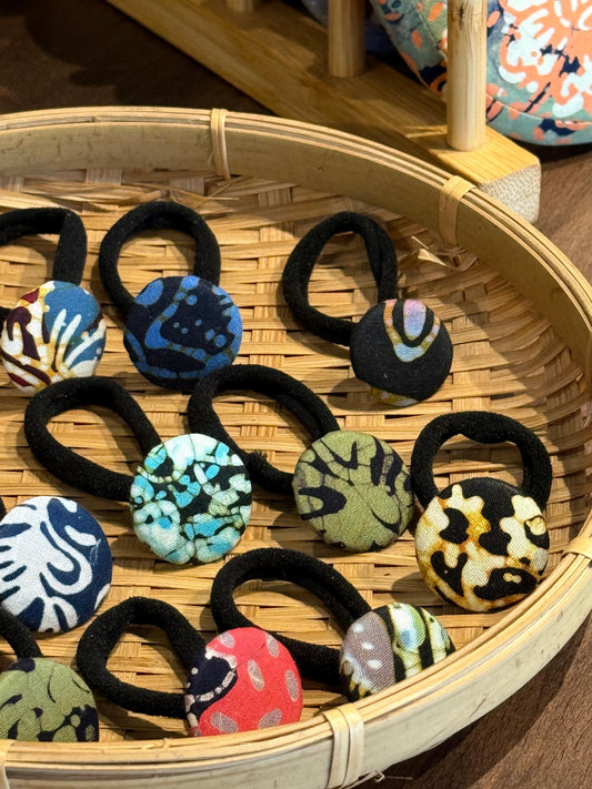 Batik Button Hair Ties (Assorted Colour)
