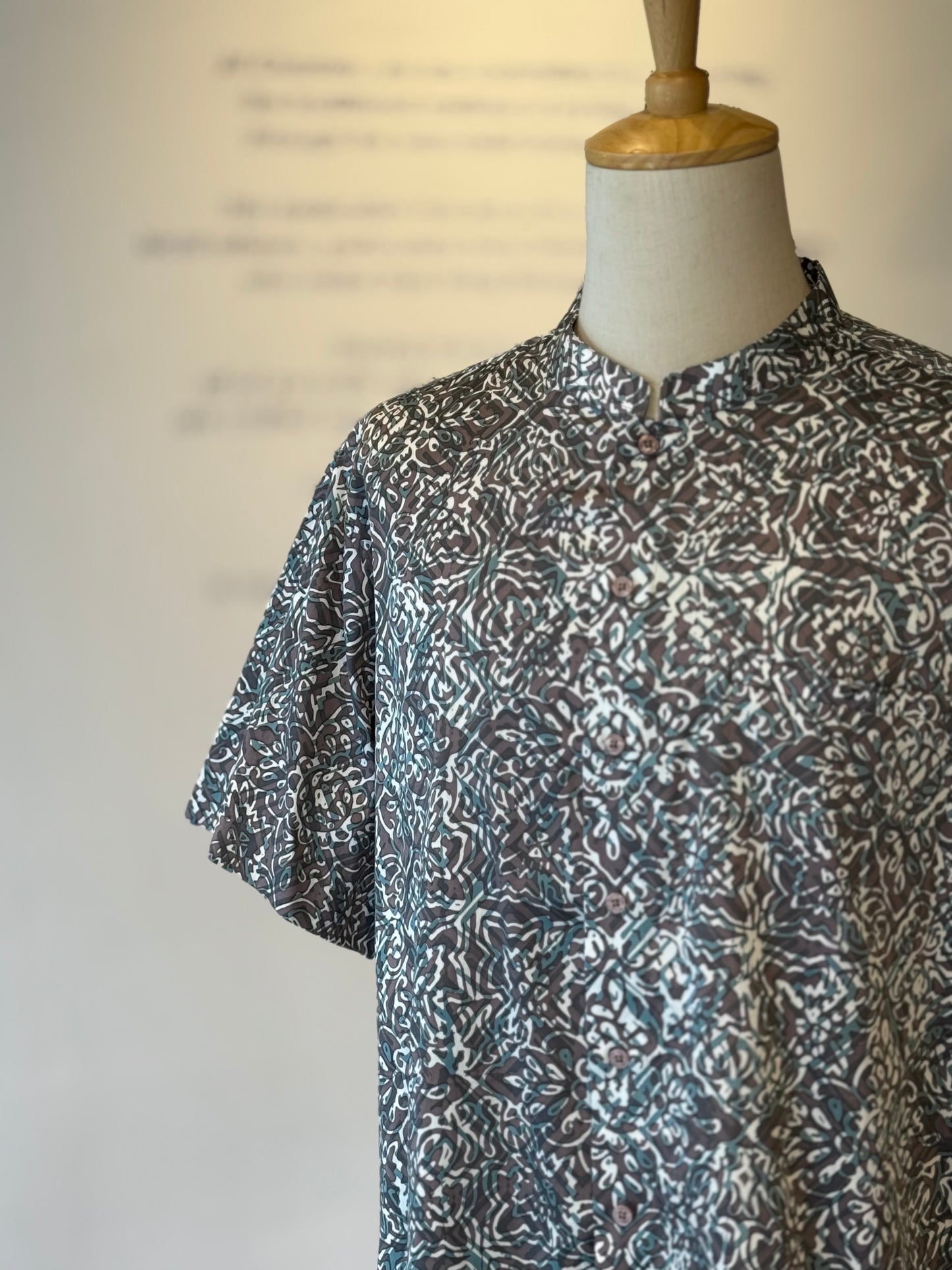 Men's Shirt Short Sleeve Mandarin Collar - Exclusive Satin ‘X’ 24
