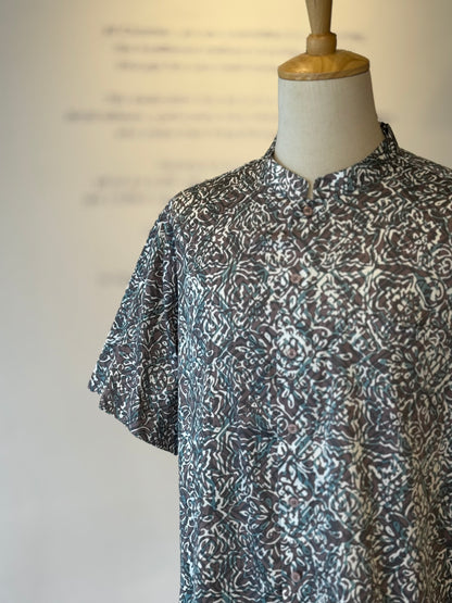 Men's Shirt Short Sleeve Mandarin Collar - Exclusive Satin ‘X’ 24