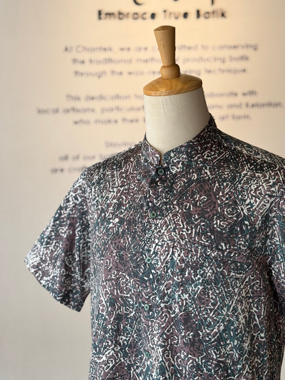 Men's Shirt Short Sleeve Mandarin Collar - Exclusive Satin 08