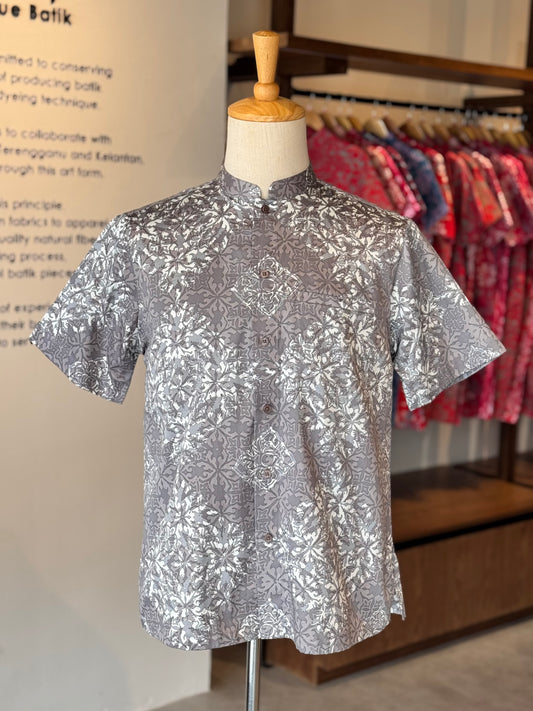 Men's Shirt Short Sleeve Mandarin Collar - Exclusive Satin 05