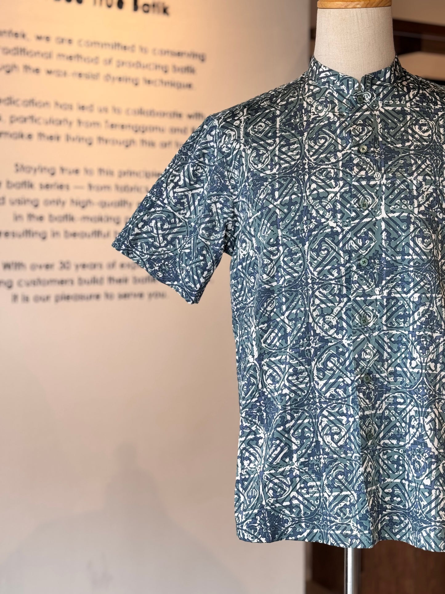 Men's Shirt Short Sleeve Mandarin Collar - Exclusive Satin 07