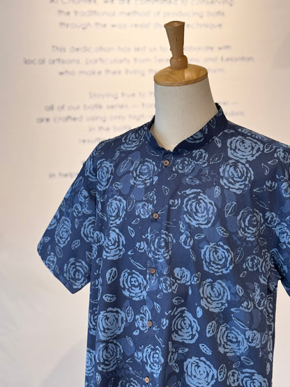 Men's Shirt Short Sleeve Mandarin collar ‘X’ - 40