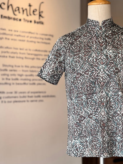 Men's Shirt Short Sleeve Mandarin Collar - Exclusive Satin 01