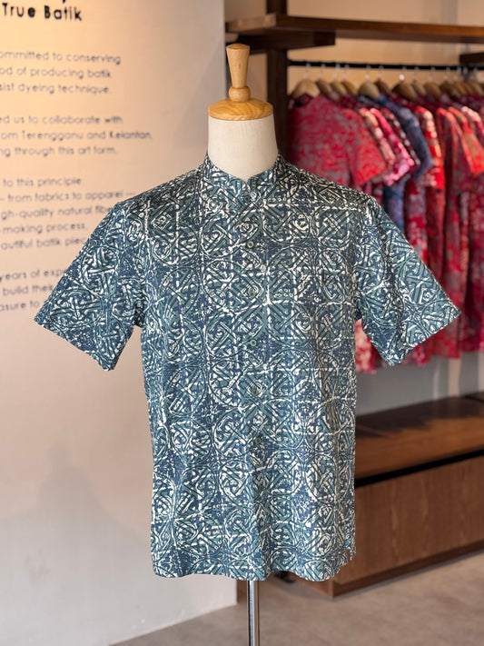 Men's Shirt Short Sleeve Mandarin Collar - Exclusive Satin 07