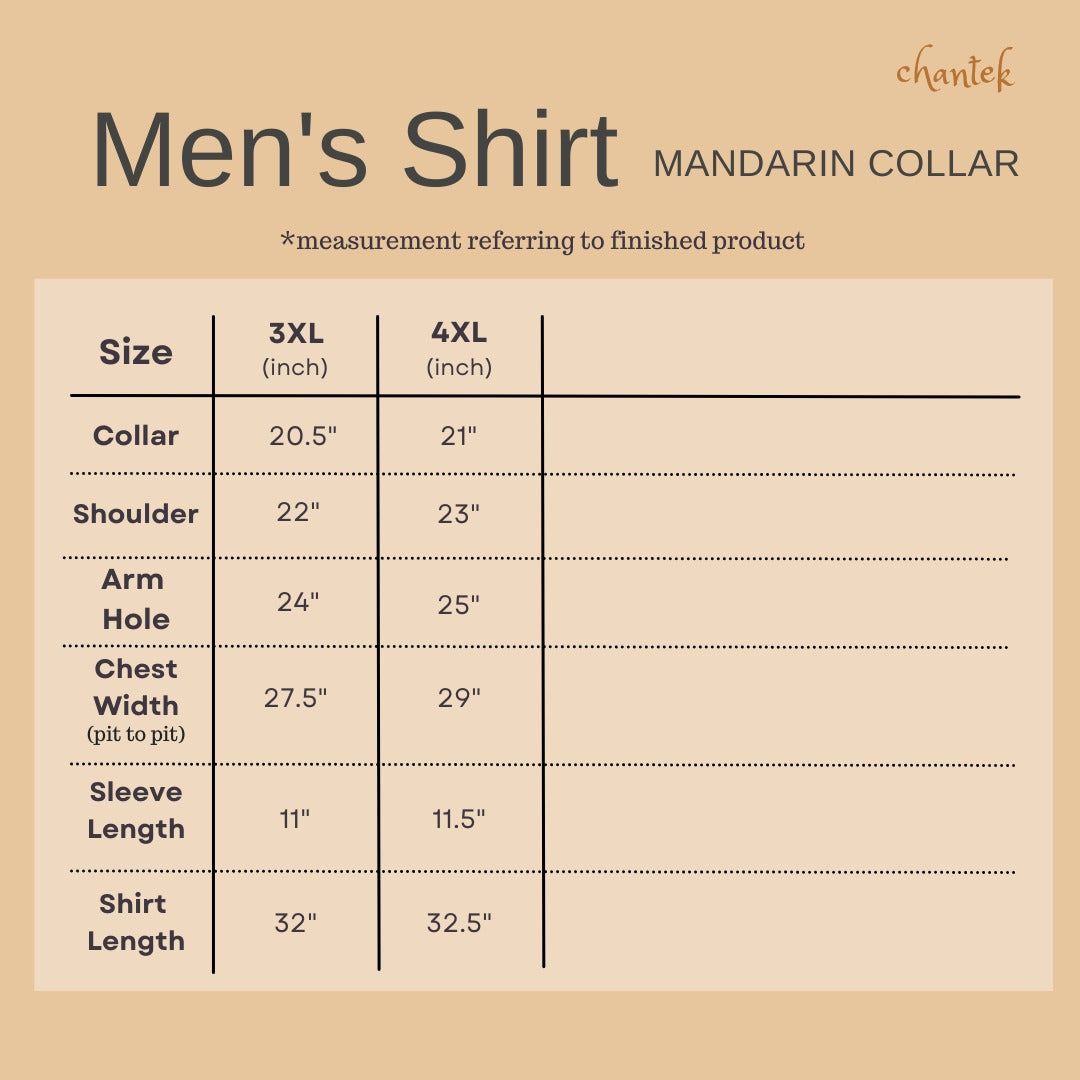 Men's Shirt Short Sleeve Mandarin collar ‘X’ - 40